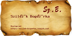 Szilák Bogárka névjegykártya